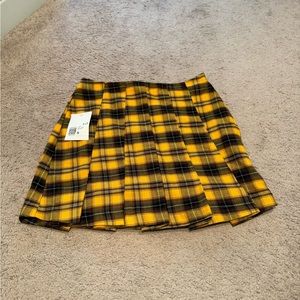 NWT Plaid Yellow Mini Skirt